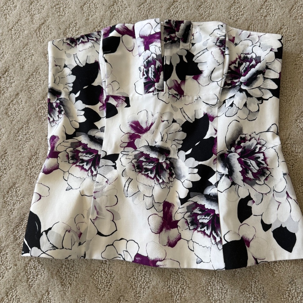 White floral sleeveless top.  Size 2